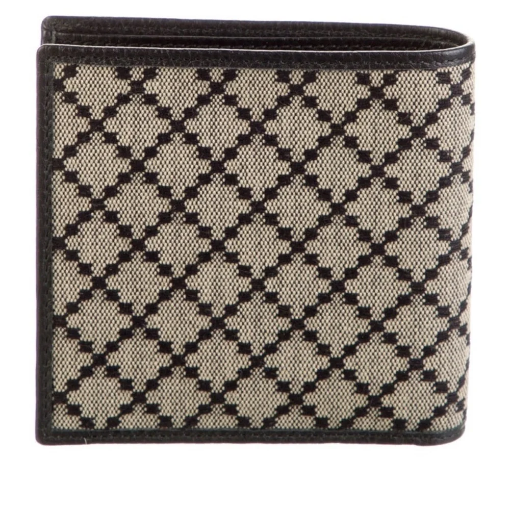 Gucci Unisex Diamanté Canvas and Leather Bifold Wallet
